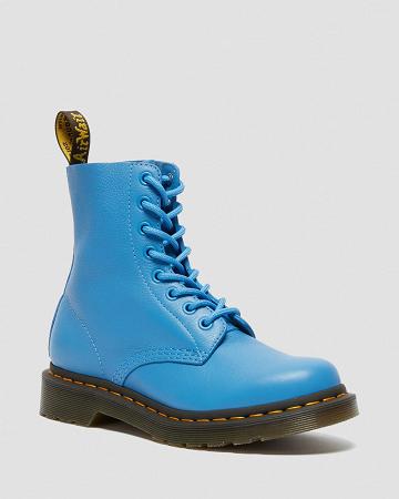 Dr Martens 1460 Pascal Virginia Læder Ankelstøvler Dame Blå | DK 15BEX